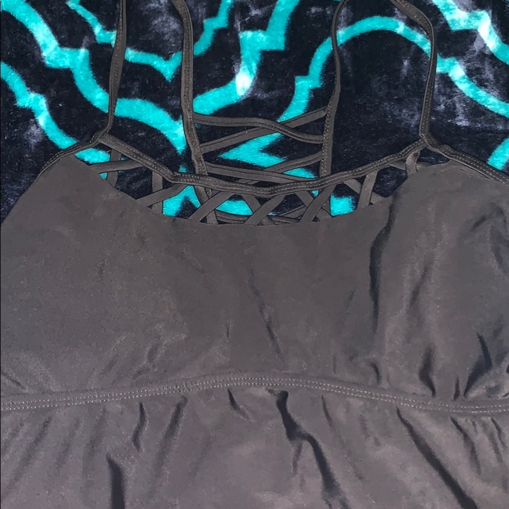 black swim top